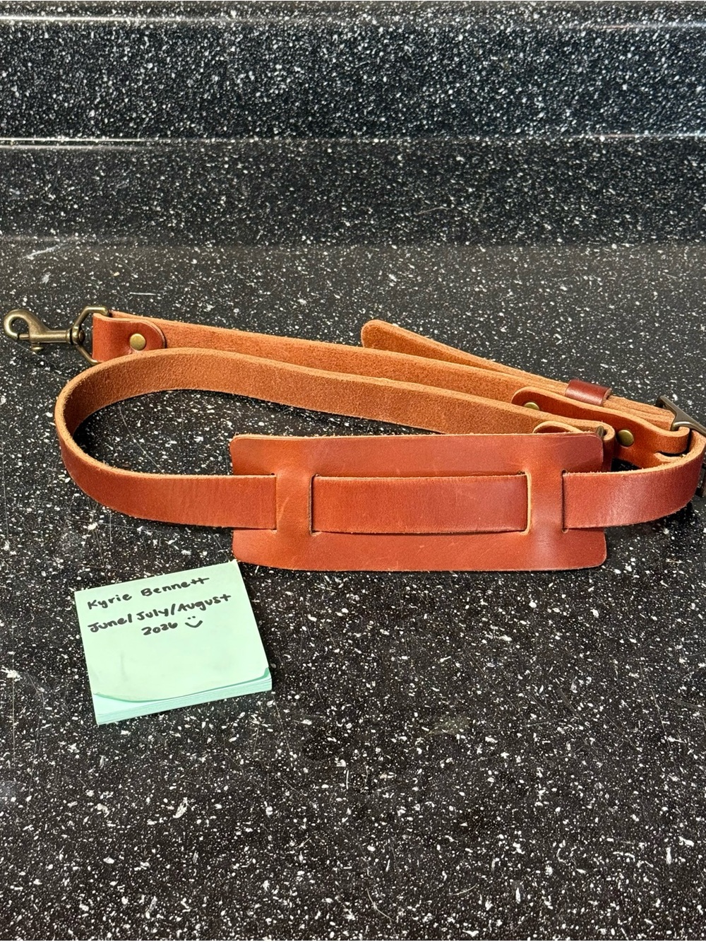 GFG 1inch Adjustable Leather Crossbody Strap in Saddle brown
